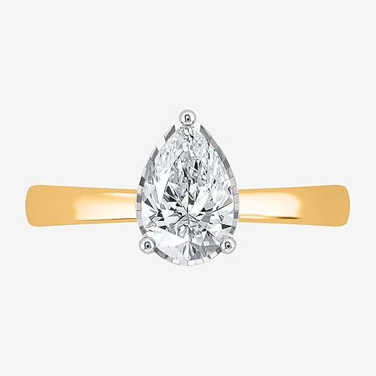 (I / Si2) Womens 1 CT. Lab Grown White Diamond Sterling Silver Pear Solitaire Engagement Ring