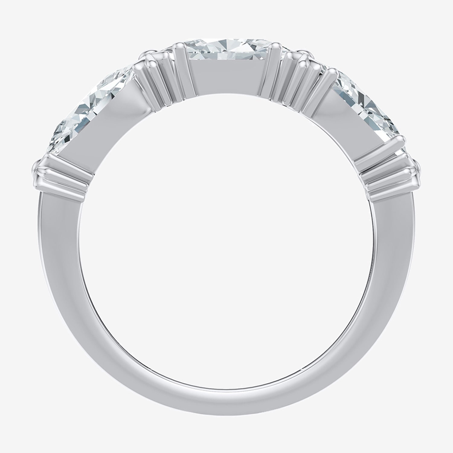 (F / Vs2) Womens 4MM 1 1/2 CT. T.W. Lab Grown White Diamond 10K Gold 3-Stone Wedding Band