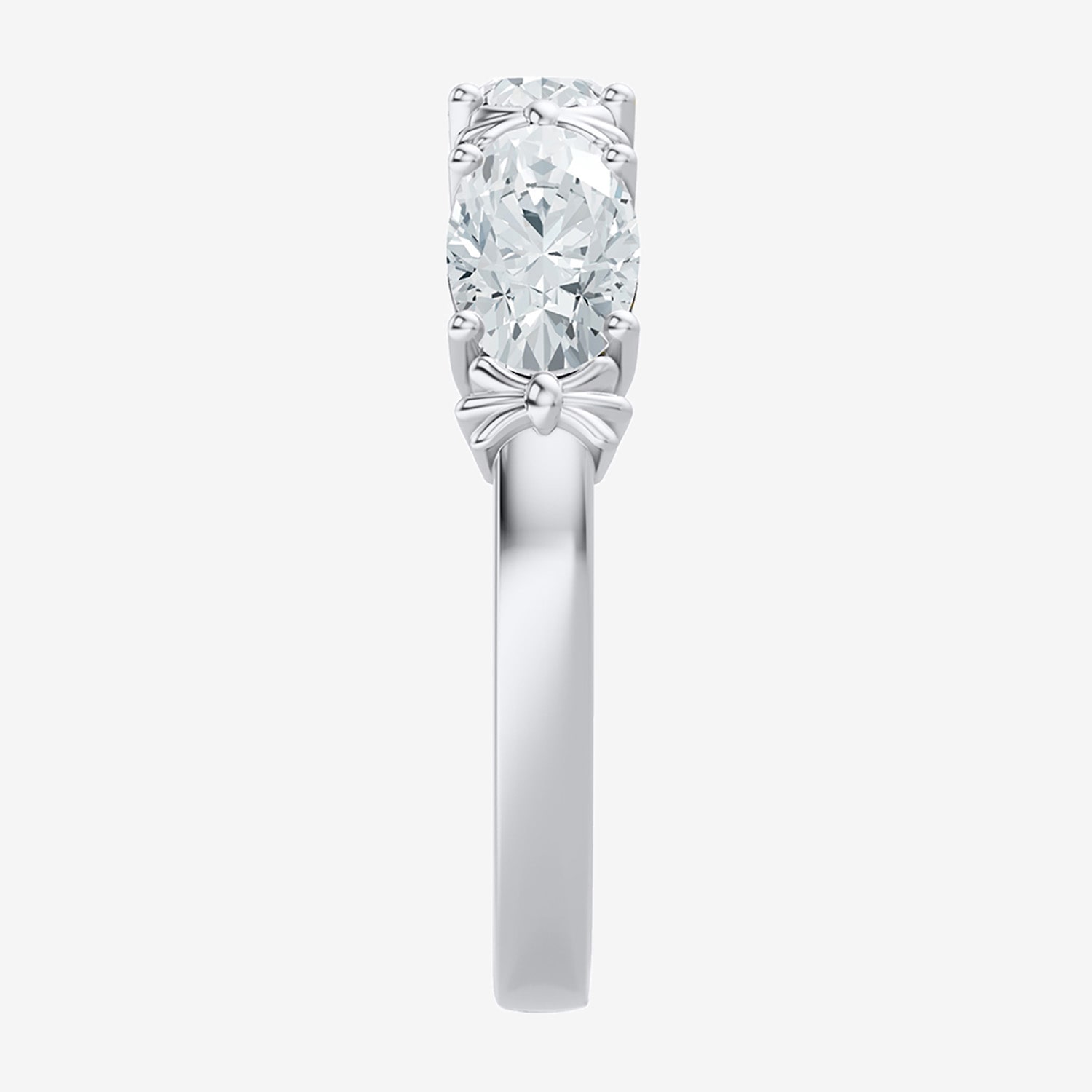 (F / Vs2) Womens 4MM 1 1/2 CT. T.W. Lab Grown White Diamond 10K Gold 3-Stone Wedding Band