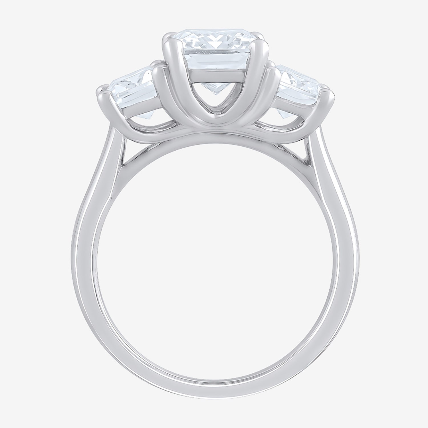 Love Lives Forever (F / Vs2) Womens 4 CT. T.W. Lab Grown White Diamond 10K Gold Rectangular 3-Stone Engagement Ring