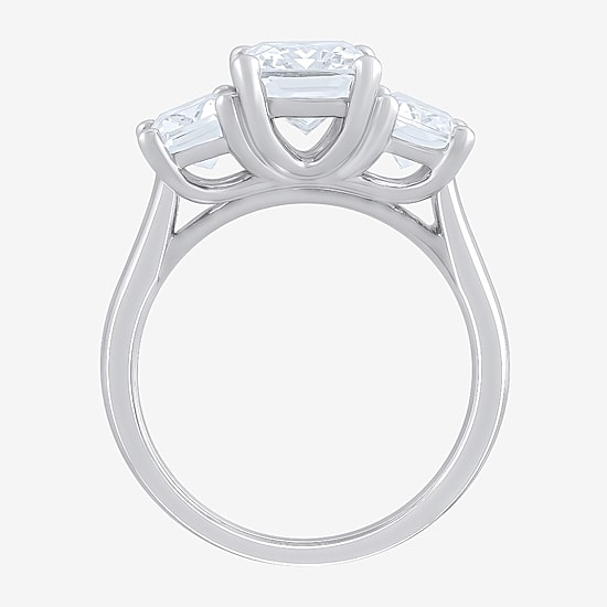Love Lives Forever (F / Vs2) Womens 4 CT. T.W. Lab Grown White Diamond 10K Gold Rectangular 3-Stone Engagement Ring