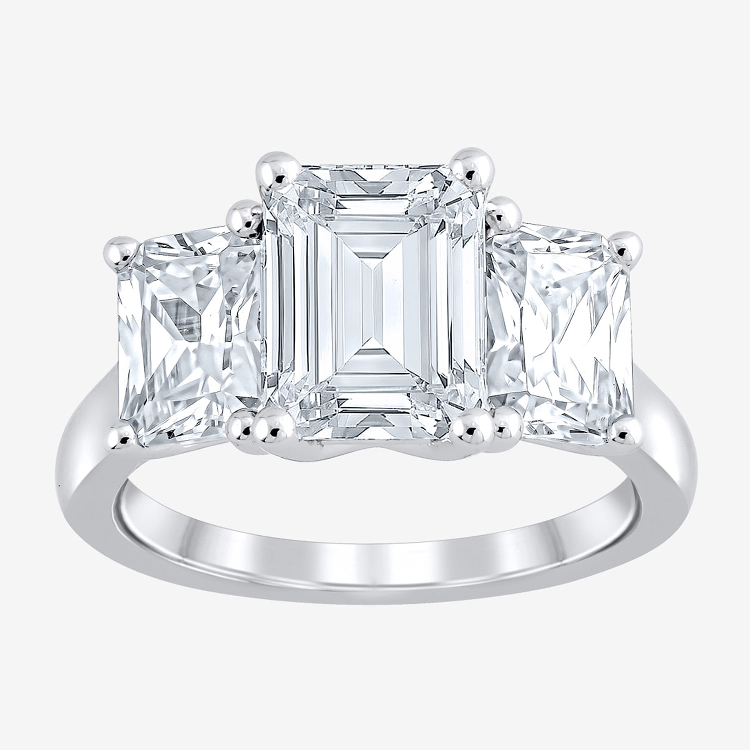 Love Lives Forever (F / Vs2) Womens 4 CT. T.W. Lab Grown White Diamond 10K Gold Rectangular 3-Stone Engagement Ring