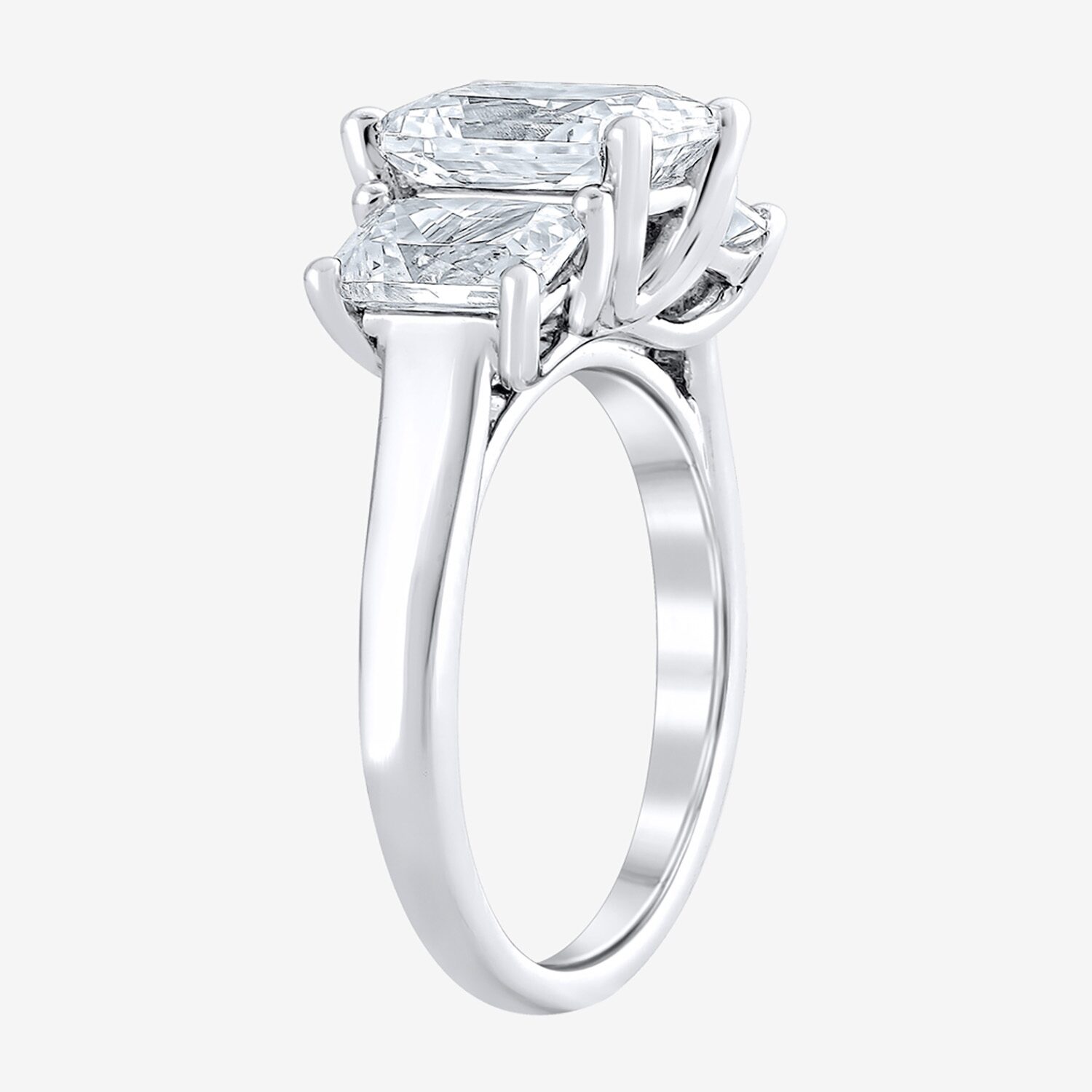 Love Lives Forever (F / Vs2) Womens 4 CT. T.W. Lab Grown White Diamond 10K Gold Rectangular 3-Stone Engagement Ring