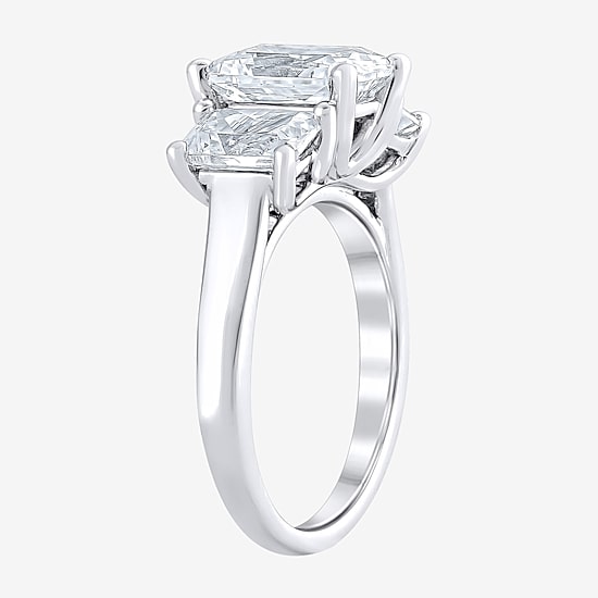Love Lives Forever (F / Vs2) Womens 4 CT. T.W. Lab Grown White Diamond 10K Gold Rectangular 3-Stone Engagement Ring