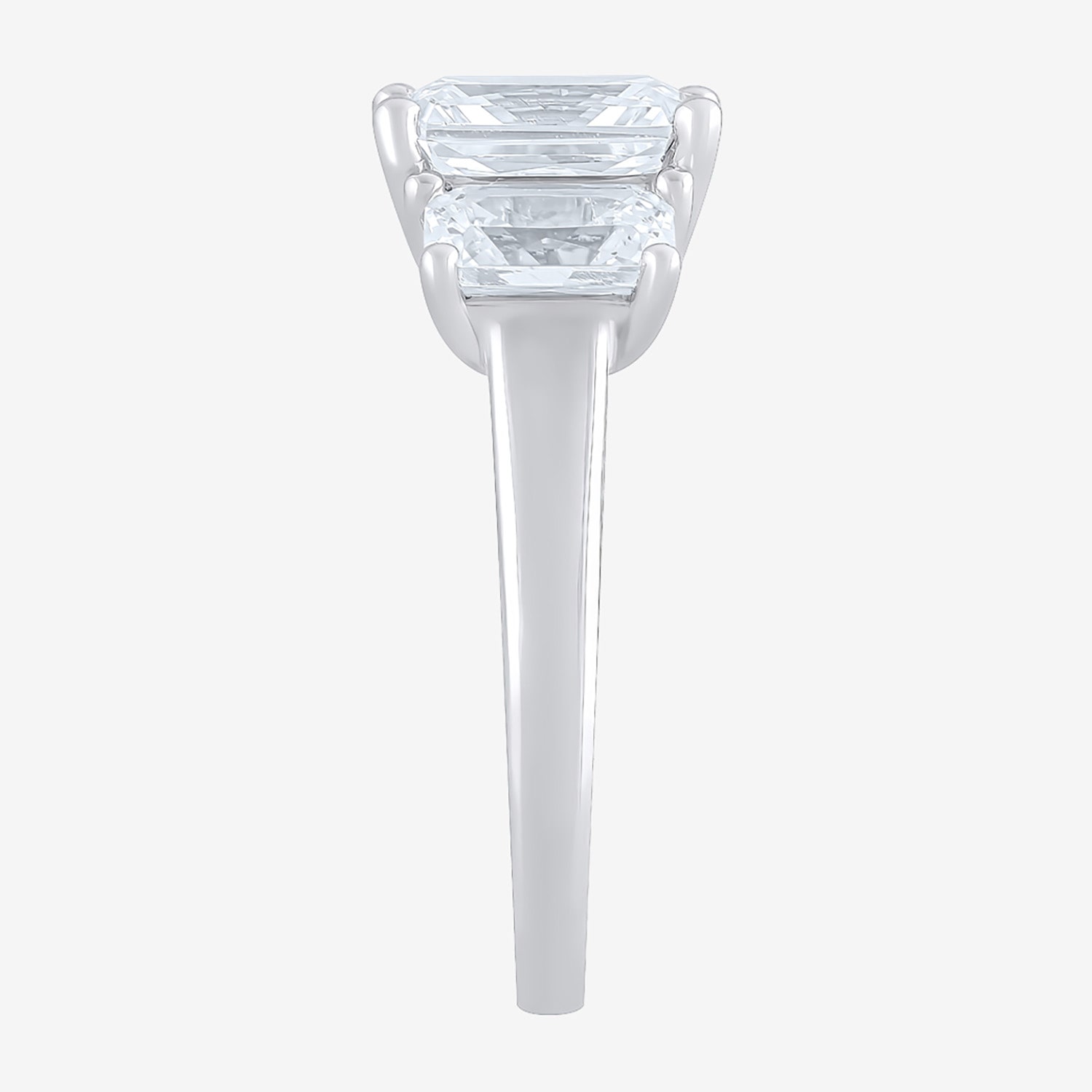 Love Lives Forever (F / Vs2) Womens 4 CT. T.W. Lab Grown White Diamond 10K Gold Rectangular 3-Stone Engagement Ring
