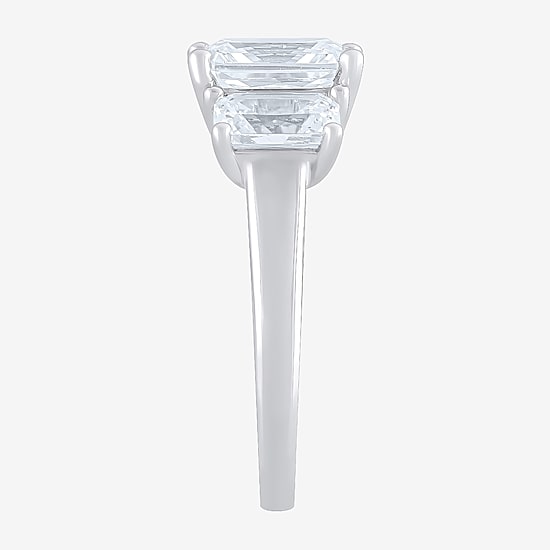 Love Lives Forever (F / Vs2) Womens 4 CT. T.W. Lab Grown White Diamond 10K Gold Rectangular 3-Stone Engagement Ring