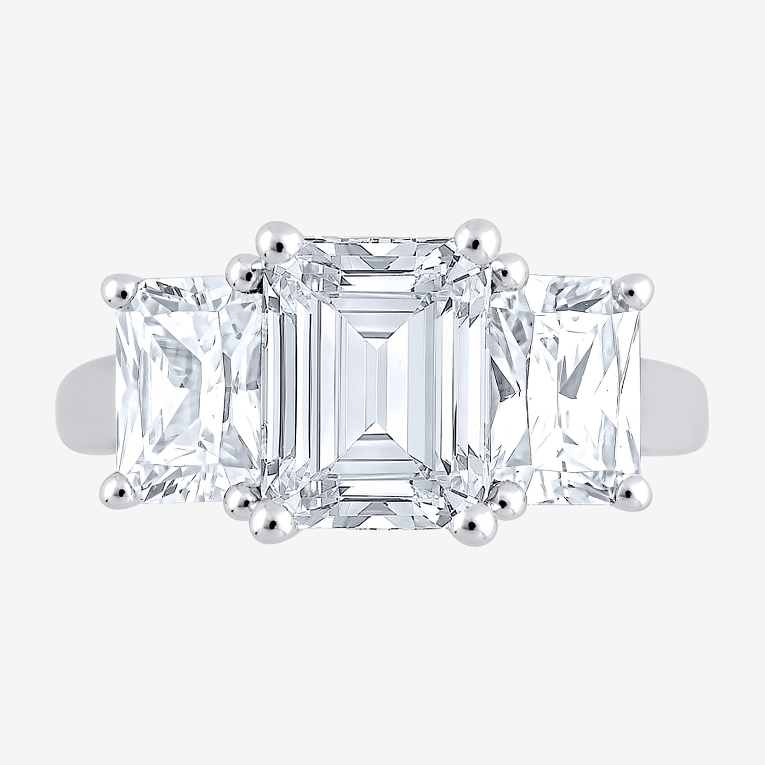 Love Lives Forever (F / Vs2) Womens 4 CT. T.W. Lab Grown White Diamond 10K Gold Rectangular 3-Stone Engagement Ring