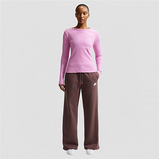 Nike Club Womens Lightweight Wide Leg Mid Rise Fleece Sweatpant