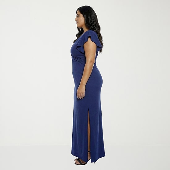 24seven Comfort Apparel Womens Plus Short Sleeve Wrap Dress