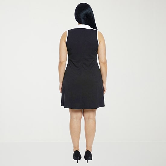 24seven Comfort Apparel Womens Plus V Neck Sleeveless A-Line Dress