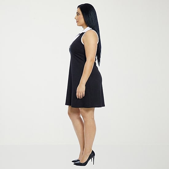 24seven Comfort Apparel Womens Plus V Neck Sleeveless A-Line Dress