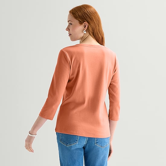 St. John's Bay Womens Tall V Neck 3/4 Sleeve T-Shirt