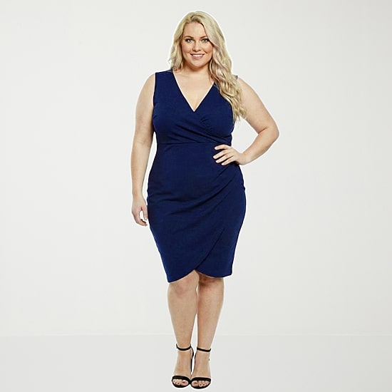 24seven Comfort Apparel Womens Plus Sleeveless Midi Wrap Dress