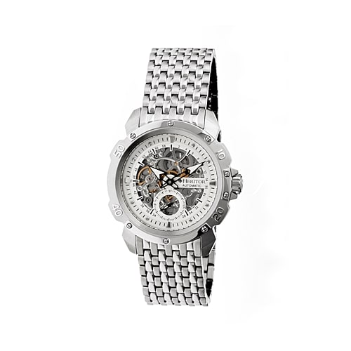 Heritor Automatic Carter Mens Skeleton Dial Bracelet WatchSilver Tone Watch One Size