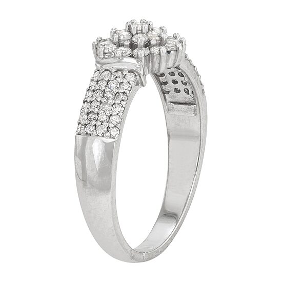 Womens 1/2 CT. T.W. Natural White Diamond Sterling Silver Cocktail Ring