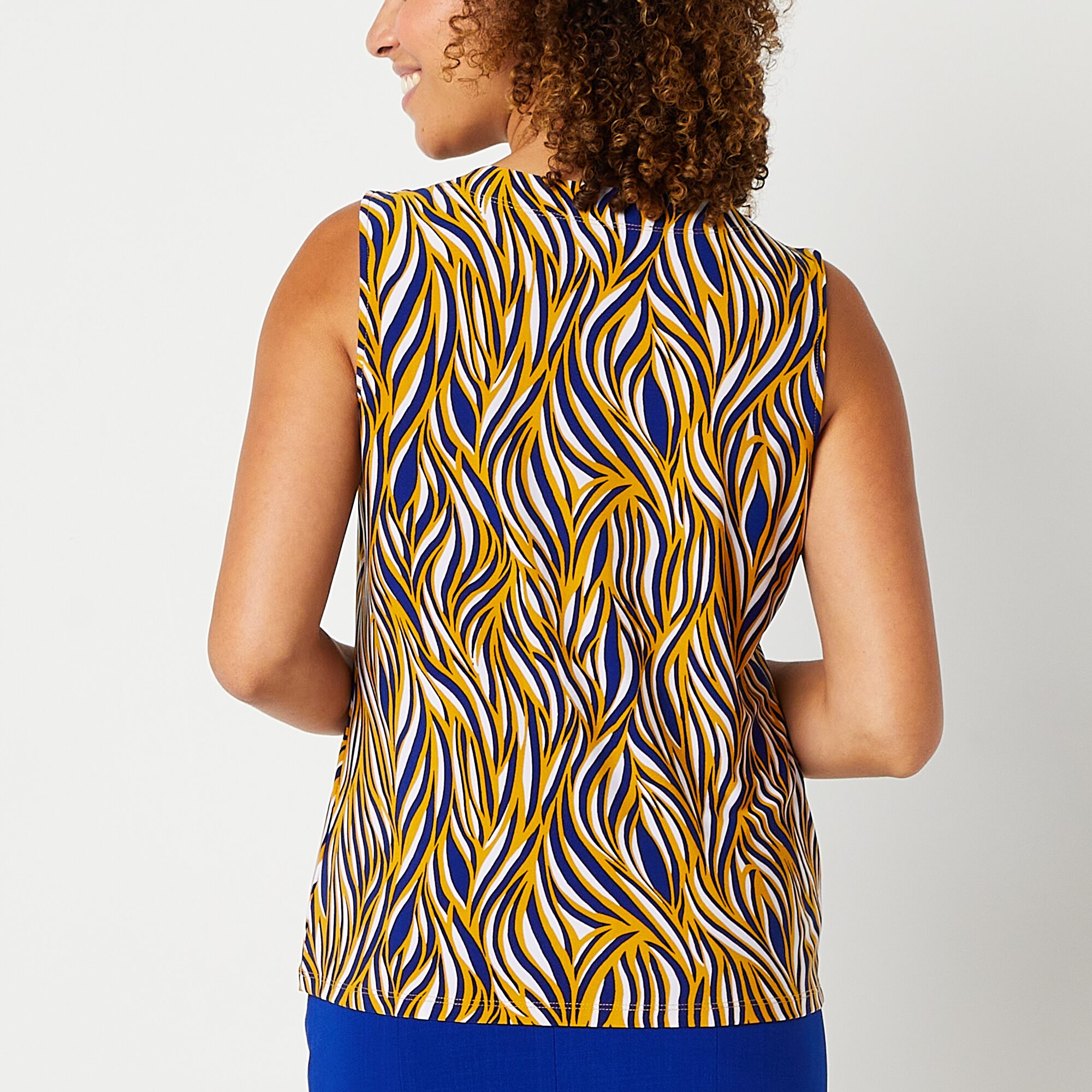 Black Label by Evan-Picone Womens Crew Neck Sleeveless Blouse