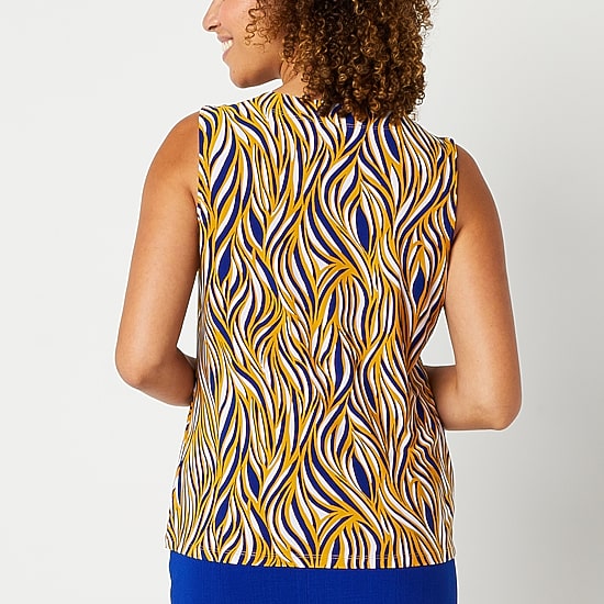Black Label by Evan-Picone Womens Crew Neck Sleeveless Blouse