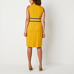 black label evan picone dresses NWT Black Label by Evan-Picone Dress 10 Sea Blue Multi Sleeveless Ruched  Waist