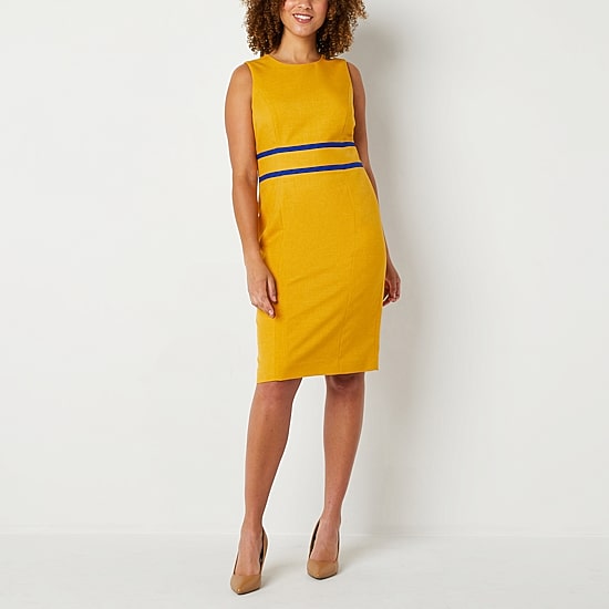 Black Label by Evan-Picone Womens Crew Neck Sleeveless Sheath Dress