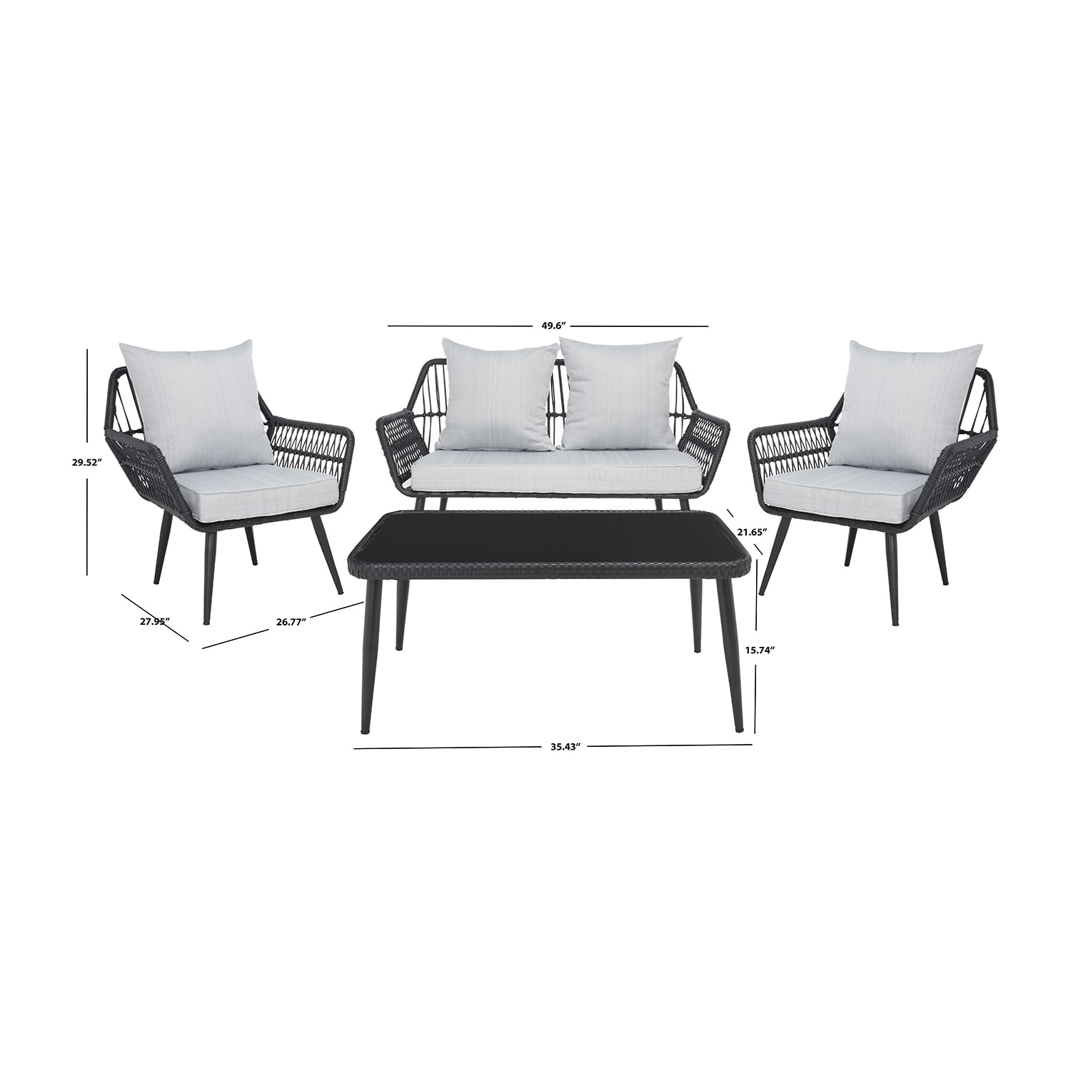 Safavieh Elsbeth 4-pc. Conversation Set Cushioned