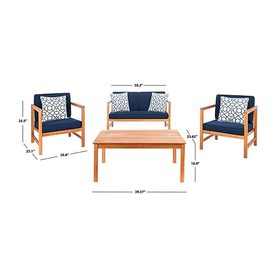 Safavieh Montez 4-pc. Conversation Set Cushioned