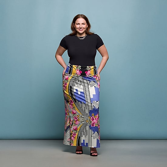 24seven Comfort Apparel Womens Plus Mid Rise Maxi Skirt