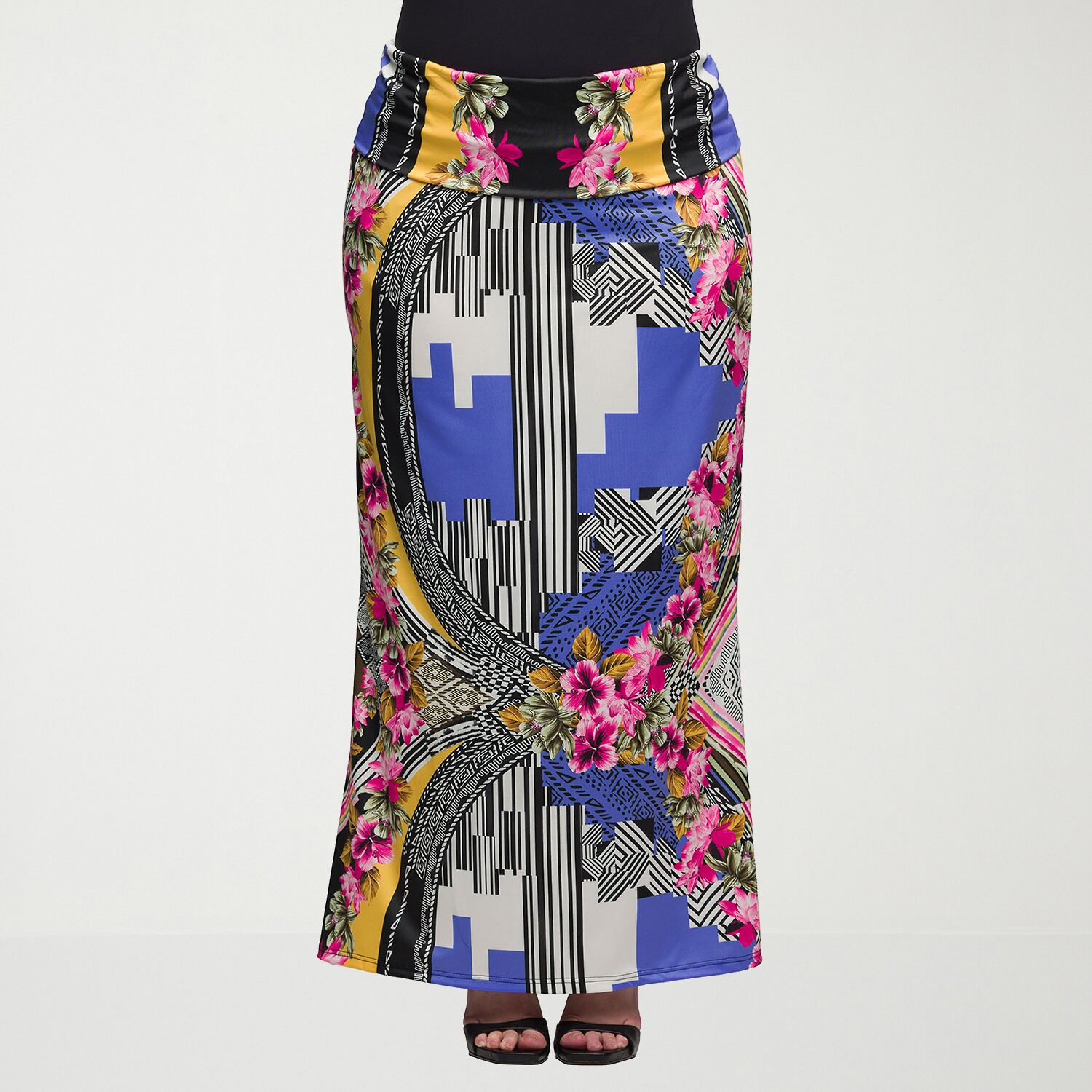 24seven Comfort Apparel Womens Plus Mid Rise Maxi Skirt