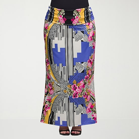 24seven Comfort Apparel Womens Plus Mid Rise Maxi Skirt
