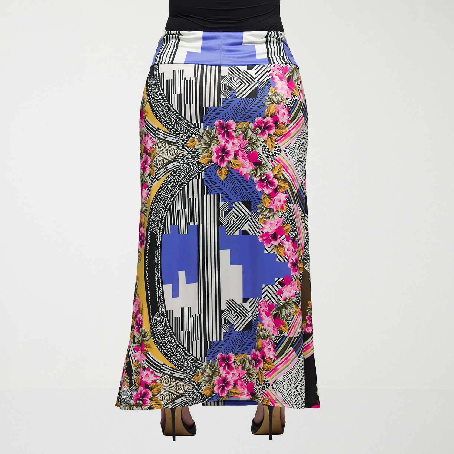 24seven Comfort Apparel Womens Plus Mid Rise Maxi Skirt
