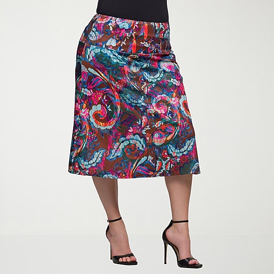 24seven Comfort Apparel Womens Plus Mid Rise A-Line Skirt