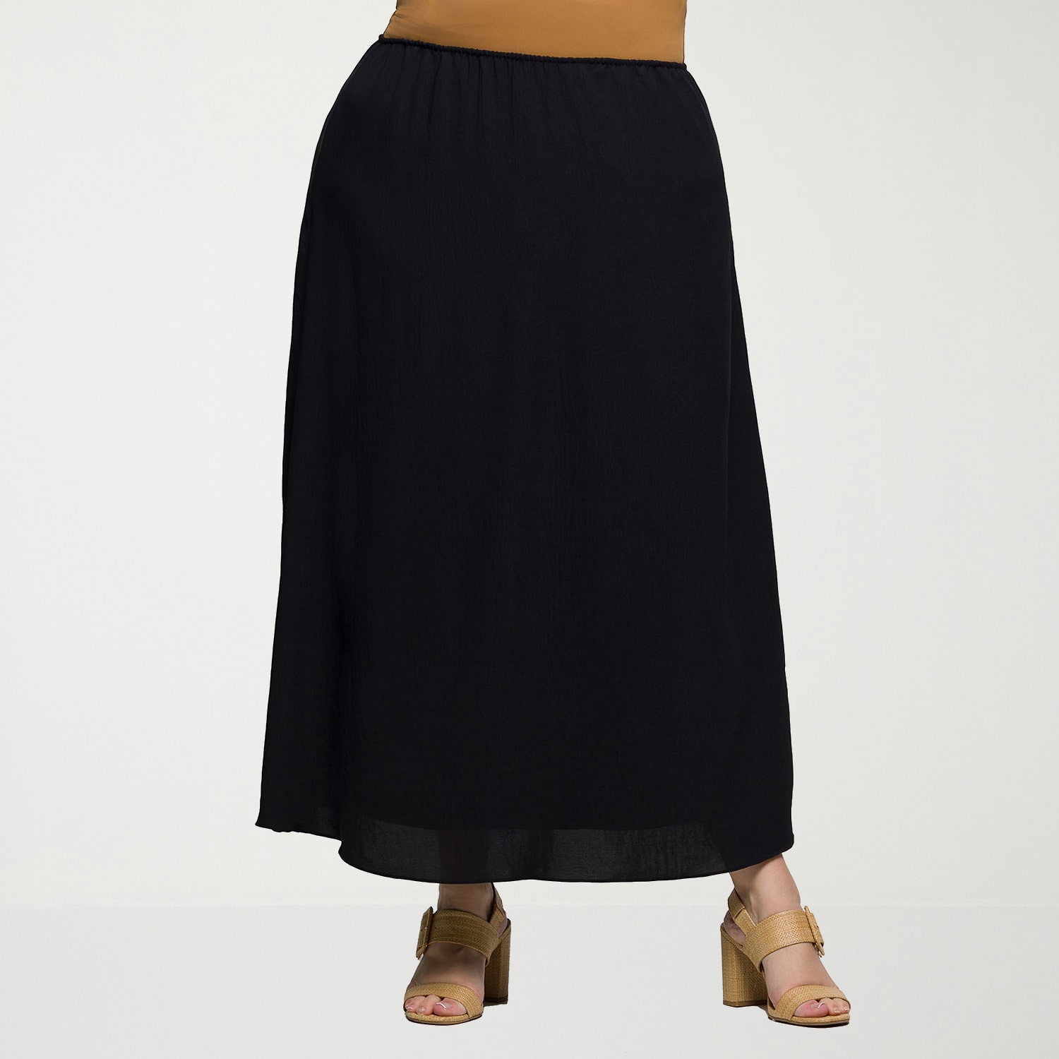24seven Comfort Apparel Womens Plus Mid Rise Long A-Line Skirt
