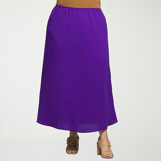 24seven Comfort Apparel Womens Plus Mid Rise Long A-Line Skirt