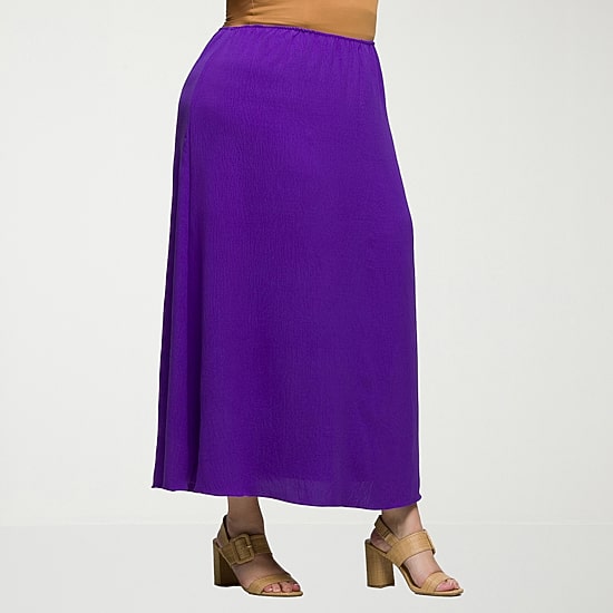 24seven Comfort Apparel Womens Plus Mid Rise Long A-Line Skirt