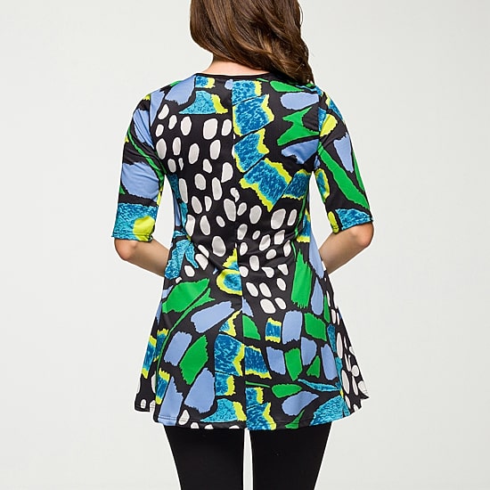 24seven Comfort Apparel Womens Scoop Neck Elbow Sleeve Tunic Top