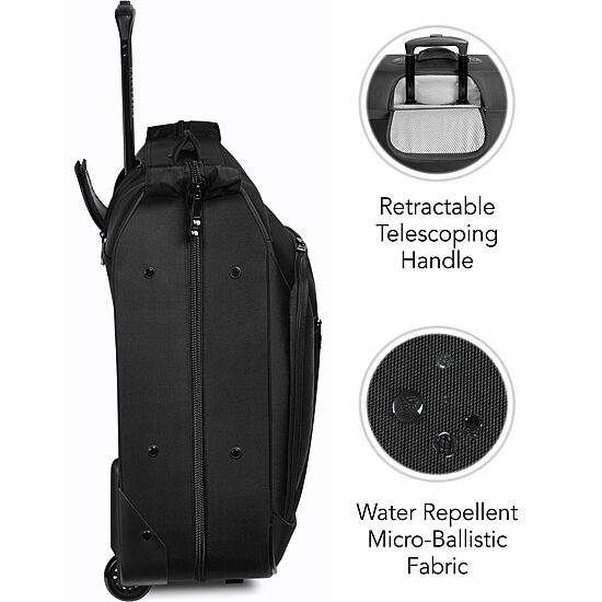 WallyBags 45" Premium Rolling Garment Bag With Multiple Pockets