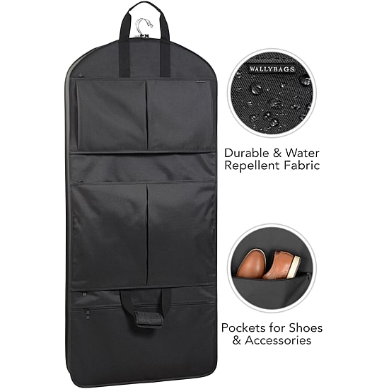 Wallybags 48" Deluxe Tri-Fold Travel Garment Bag With Three Pockets