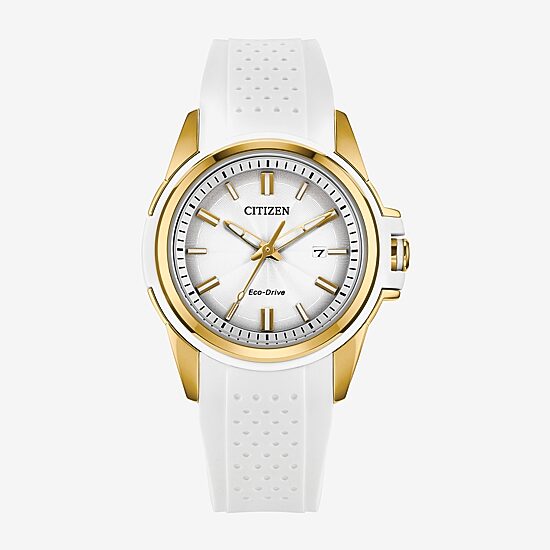 Citizen Sport Casual Womens White Strap Watch Fe1262-03a