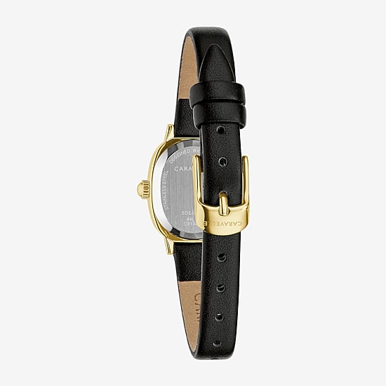 Caravelle Designed By Bulova Womens Black Leather Strap Watch 44l269