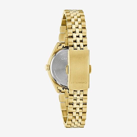 Caravelle Designed By Bulova Womens Gold Tone Stainless Steel Bracelet Watch 44m117