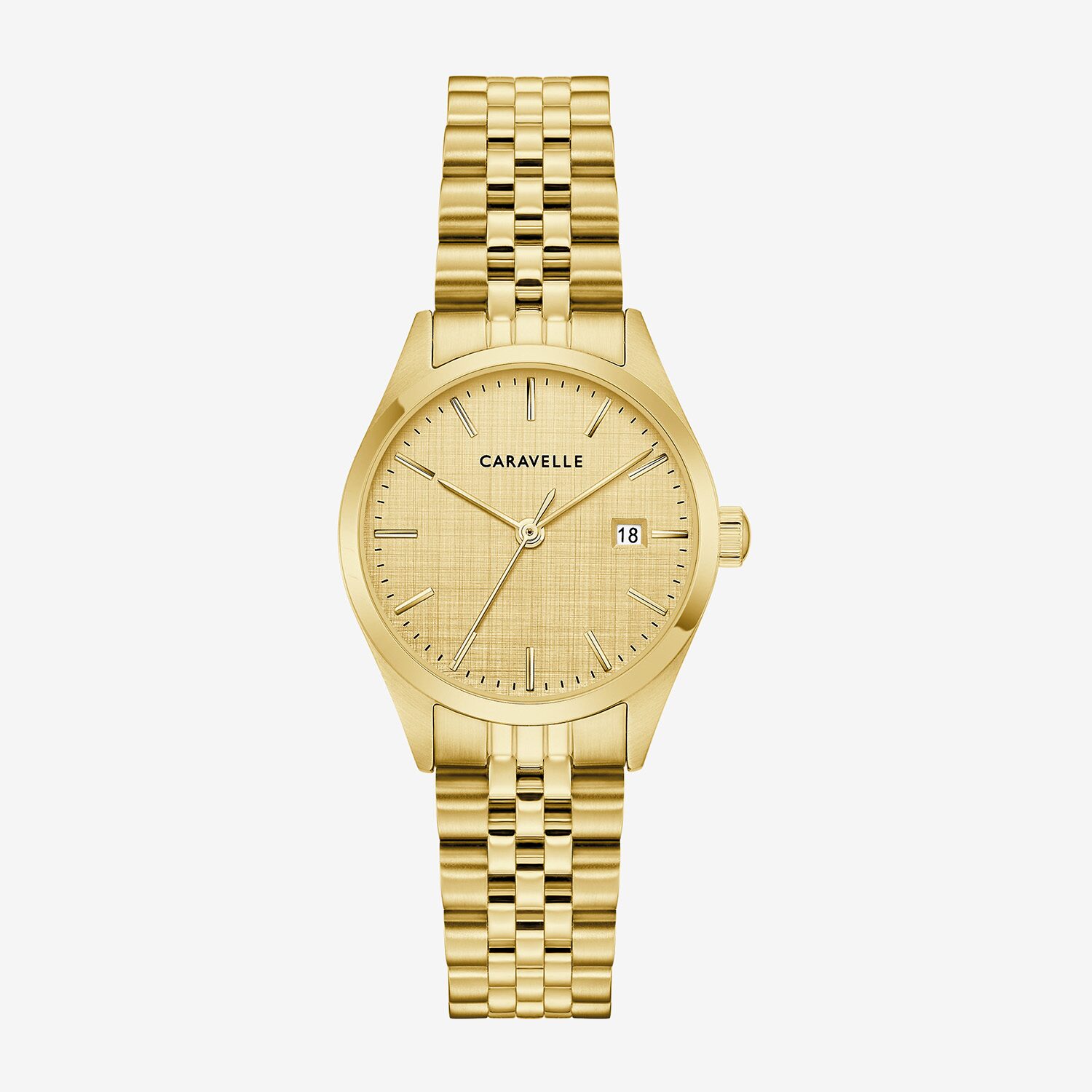 Caravelle Designed By Bulova Womens Gold Tone Stainless Steel Bracelet Watch 44m117