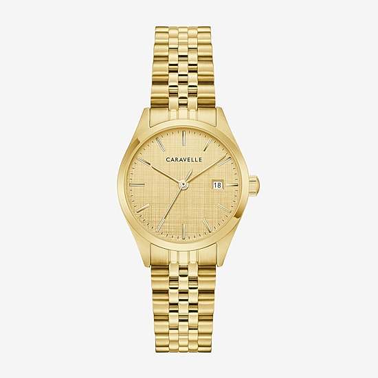 Caravelle Designed By Bulova Womens Gold Tone Stainless Steel Bracelet Watch 44m117