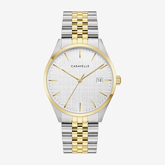 Caravelle Designed By Bulova Mens Two Tone Stainless Steel Bracelet Watch 45b163