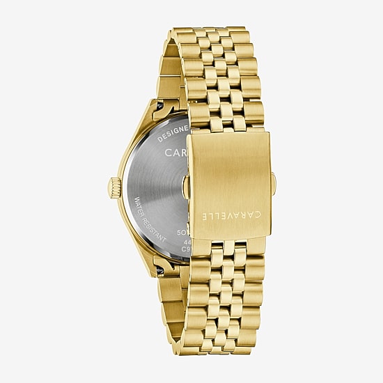 Caravelle Designed By Bulova Mens Gold Tone Stainless Steel Bracelet Watch 44b132