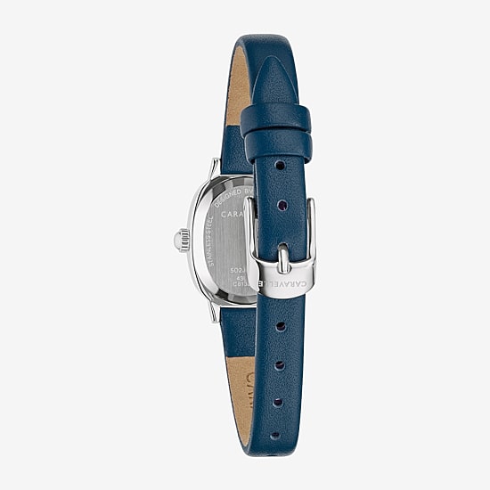 Caravelle Designed By Bulova Womens Blue Leather Strap Watch 43l227