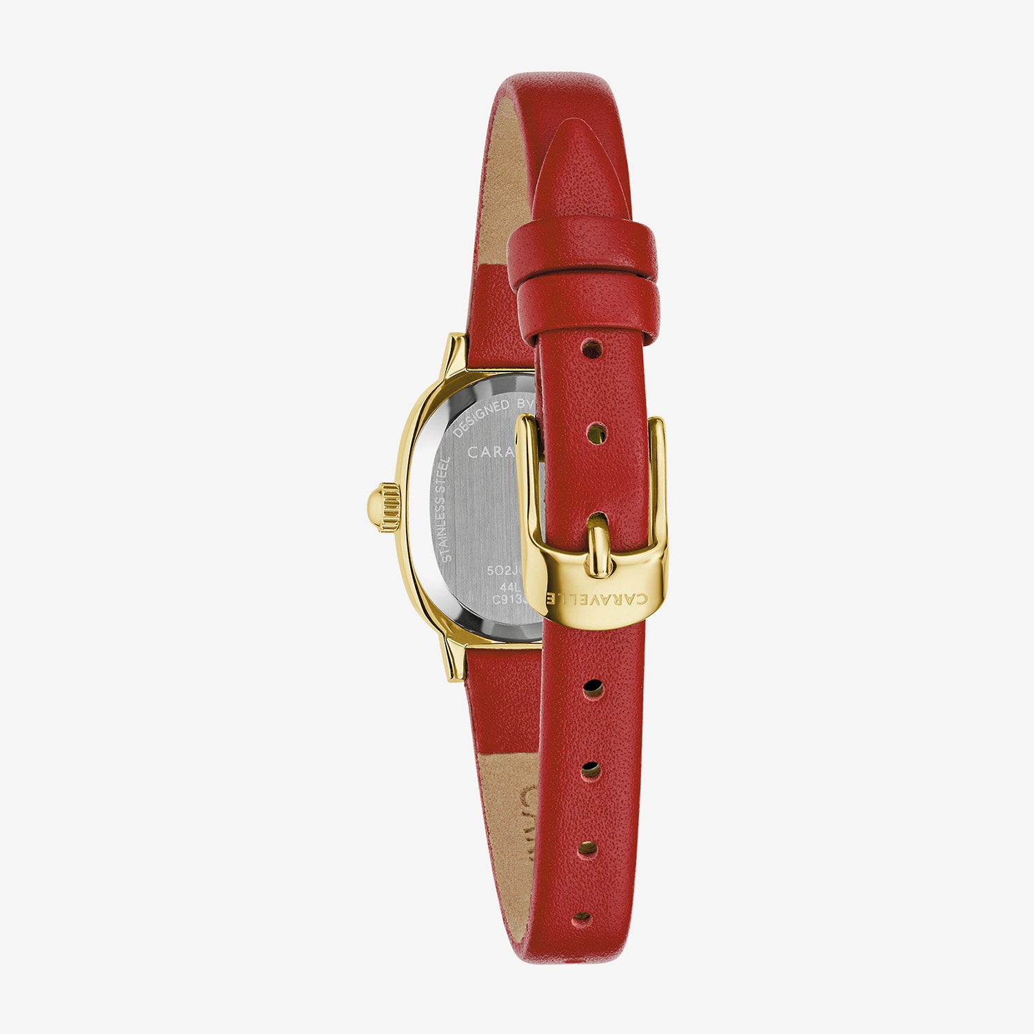 Caravelle Designed By Bulova Womens Red Leather Strap Watch 44l270
