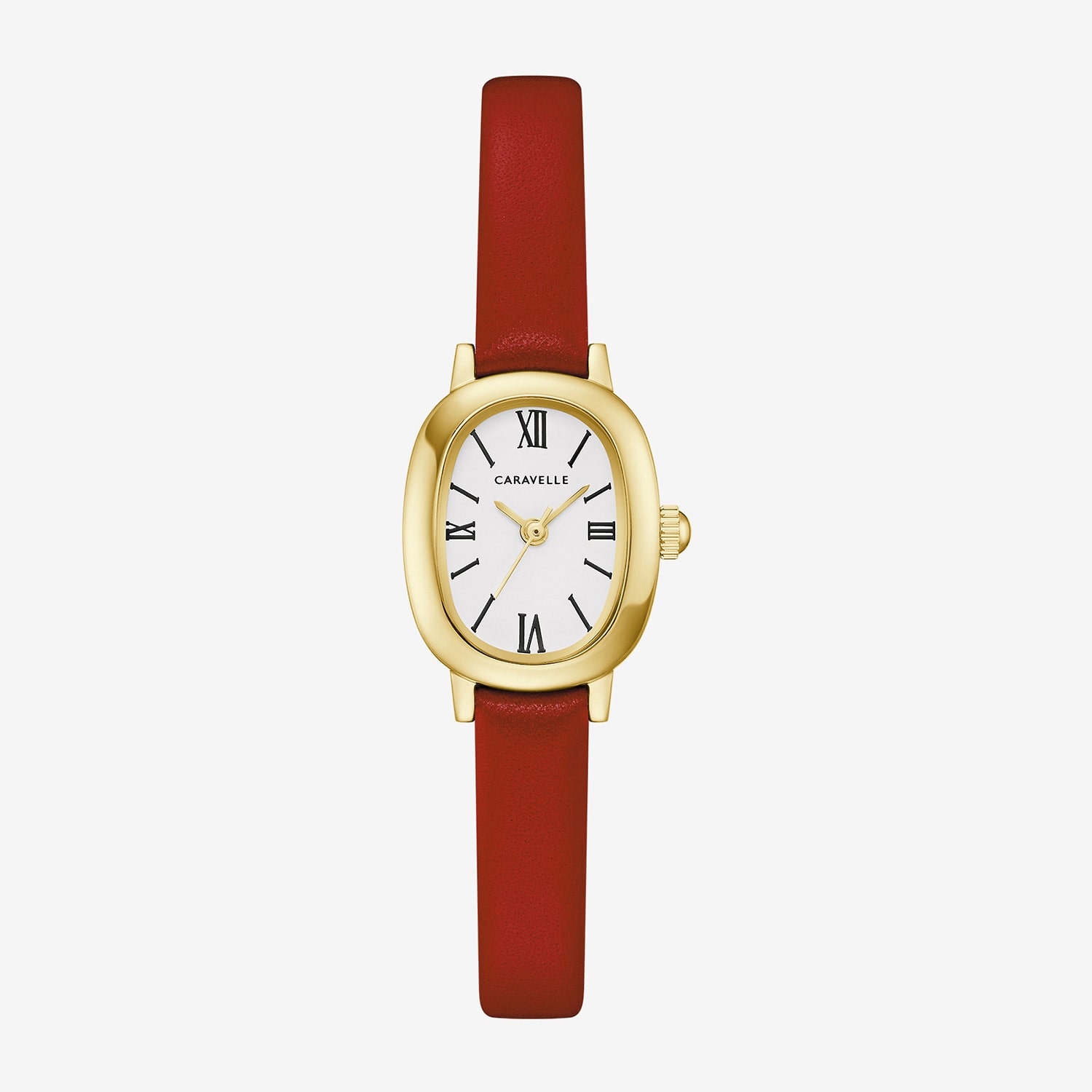 Caravelle Designed By Bulova Womens Red Leather Strap Watch 44l270