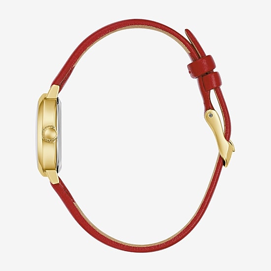 Caravelle Designed By Bulova Womens Red Leather Strap Watch 44l270