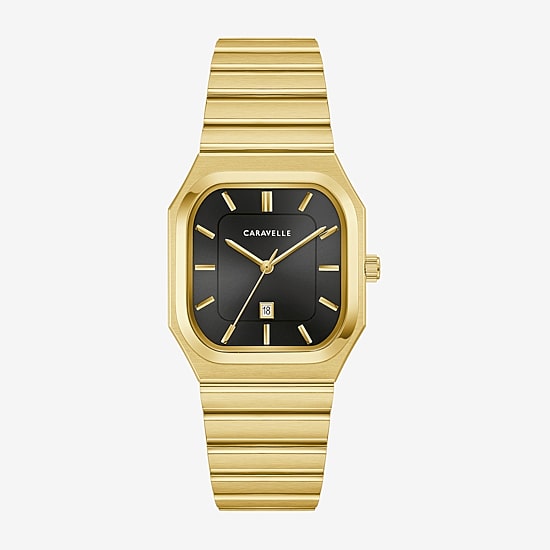 Caravelle Designed By Bulova Mens Gold Tone Stainless Steel Bracelet Watch 44b131