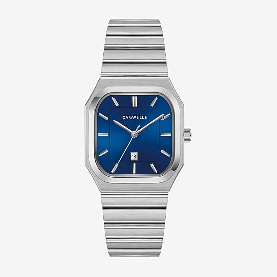 Caravelle Designed By Bulova Mens Silver Tone Stainless Steel Bracelet Watch 43b176