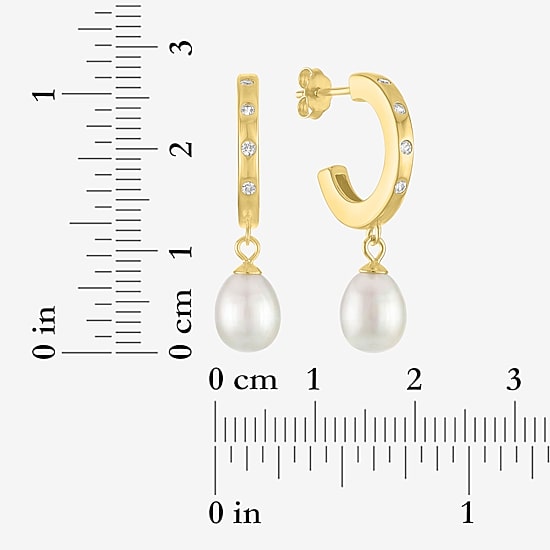 Womens White Cultured Freshwater Pearl 14K Gold Over Silver Pear Drop Earrings